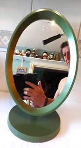 Vintage 60s Large Green Oval Vanity Mirror Made in Engand. - Picture 1 of 6