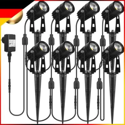 4-8er LED Gartenstrahler mit Erdspieß Gartenleuchte Gartenbeleuchtung für Außen - Bild 1 von 4