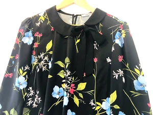 REVIEW,womens long flayered sleeve pussybow Floral Top Size 12. - Picture 1 of 10