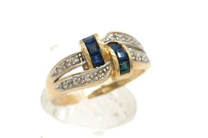 Größe 57 Ring 585 GOLD 14 Karat Gelbgold Saphir Goldring Diamant anello G1026/25 - Bild 1 von 5