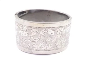 Antique Vaughtons Wide Bangle Bracelet Sterling Silver - Picture 1 of 13