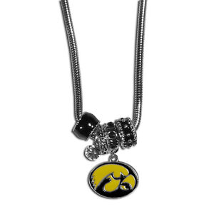 Iowa Hawkeyes Euro Bead Charm Necklace