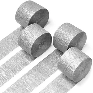 Crepe Paper Streamers 4 Rolls 328ft Pack of Silver Crepe Paper for Party Deco... - Picture 1 of 6