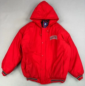 Vintage Indiana Hoosiers Jacket Mens XXL Red Starter Full Zip Hooded Puffer Coat - Picture 1 of 19
