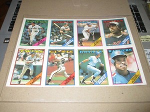 1988 O-PEE-CHEE BASEBALL UNCUT SHEET OF 8 GEORGE BRETT KRUKOW WINN MCDOWELL