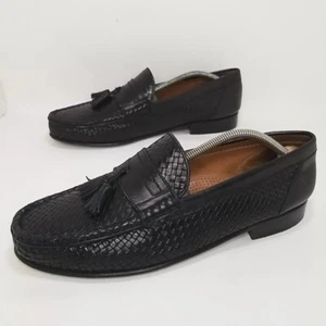 Allen Edmonds RIMINI Basket Woven Leather Tassel Loafers Men's size 12 D Black - Picture 1 of 13