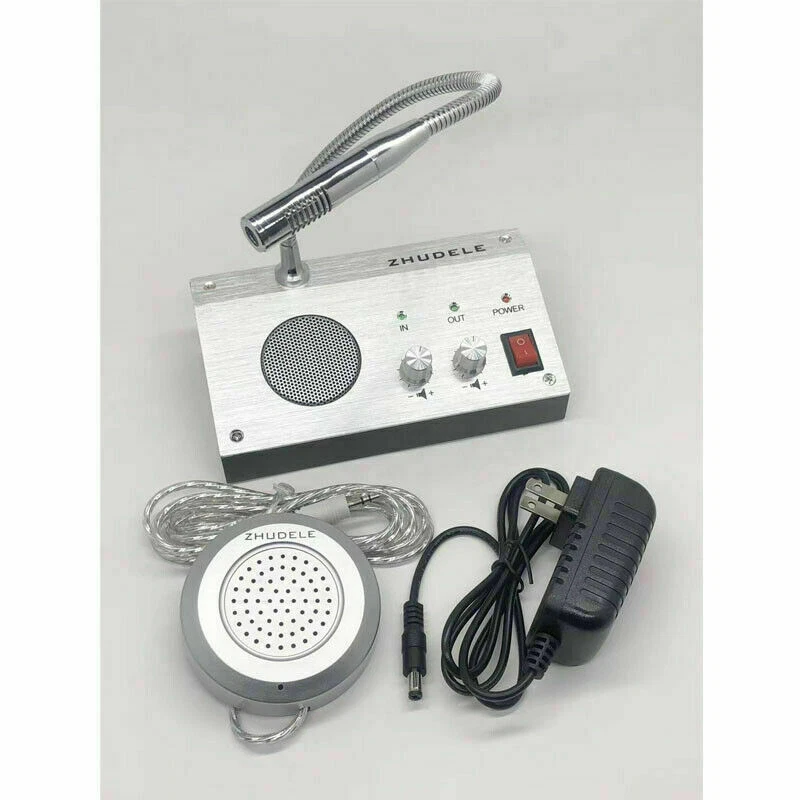 110-240V 2 Way Audio Window Glass Counter Intercom Speaker Bank Store Cashier - Image 1 of 4