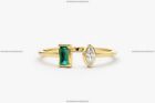 Geschenk Fur Sie 14K Gelbgold Smaragd Diamant Offen Design Kunst Deko Ehering