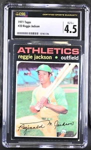 1971 Topps #20 Reggie Jackson Oakland Athletics - CSG 4,5 en muy buen estado/Excelente+ - Imagen 1 de 2