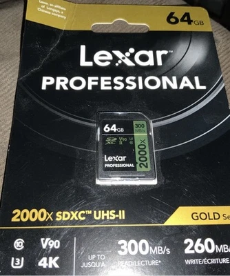 Lever 64GB Pro 2000x SDXC Memory Card Cinema Quality For DSLR’s 8K Video New - Image 1 of 4