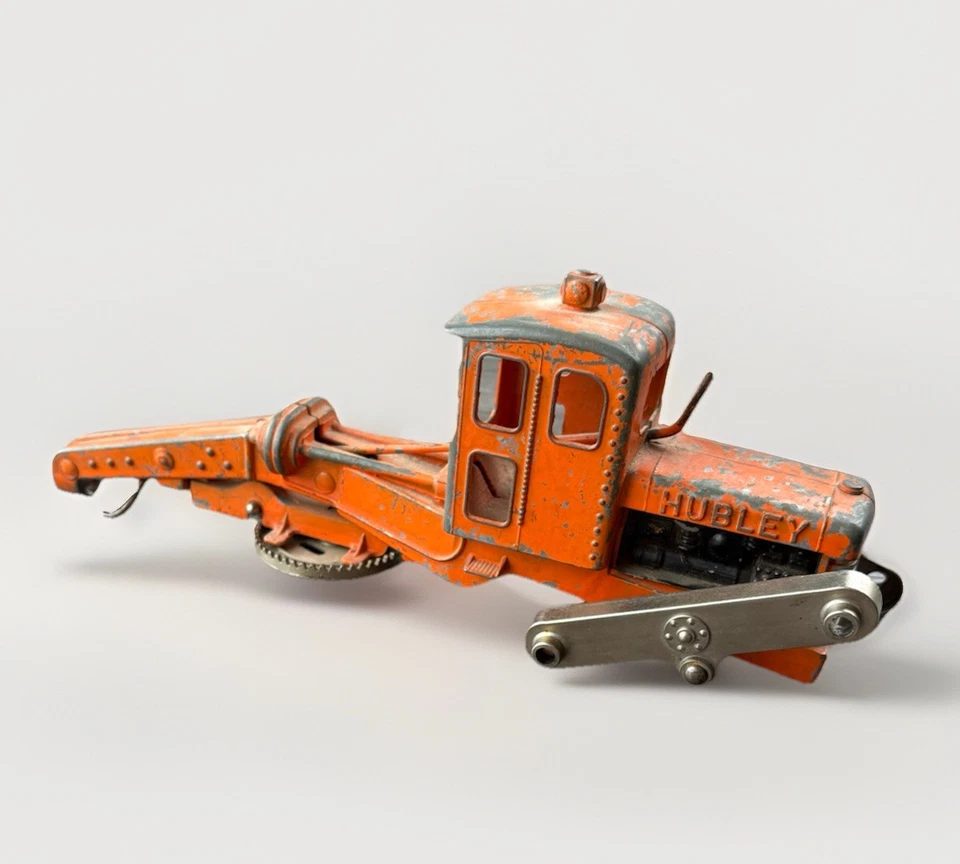 Vintage Hubley Diesel DieCast Orange Construction Road Grader Toy No Tires - Image 1 of 4