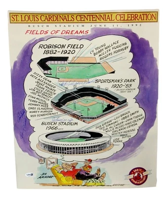 St Louis Cardinals Greats Signed 16x20 Poster Haddix Mize Slaughter Schoendienst - Image 1 of 4