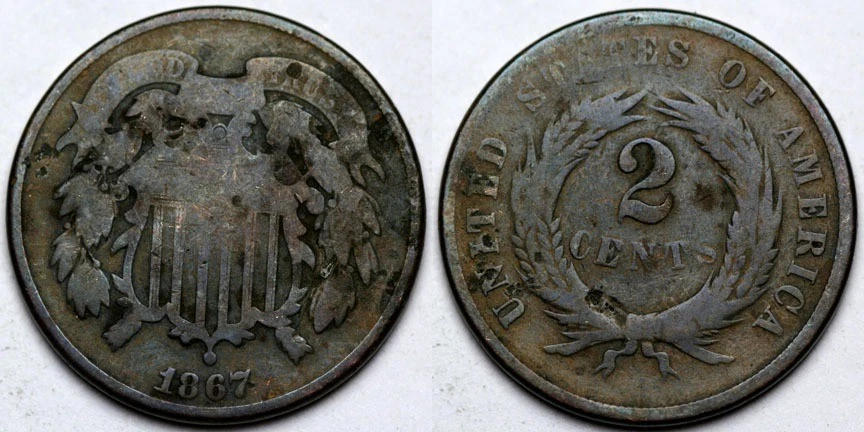 1867  Two Cent Piece - Image 1 of 1