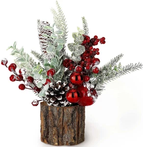 Small Christmas Tree Tabletop Artificial Mini Christmas Tree Decorations with Ho - Picture 1 of 12