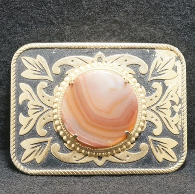 WG09101 漂亮复古 20 世纪 70 年代 * 石头和花卉 * * 西部时尚统一皮带扣 — 第 1/2 张图片