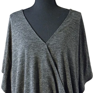 Forever 21 Plus 1X grau Dolmanärmel V-Ausschnitt High Low Top Bluse dehnbar - Bild 1 von 6