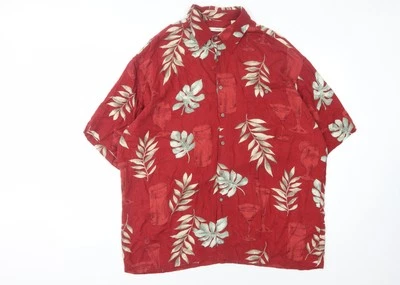 Moda Campia Men's Red Floral XL Short Sleeve Shirt - Image 1 of 4