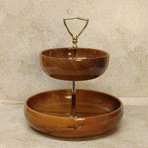 Vintage Oregon Myrtlewood Tiered Snack Bowls 2-Piece - Picture 1 of 22