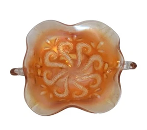 Antike Dugan Karneval Glas Ringelblume "Fragezeichen" Fuß Rüschenrand Schale - Bild 1 von 14