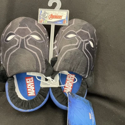 BLACK PANTHER MARVEL AVENGERS Boys Foam No Slip Plush Slippers Size 9/10 - Image 1 of 3