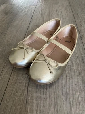 H&M metallic golden bow ballet flats girl size 13,5 - Image 1 of 4