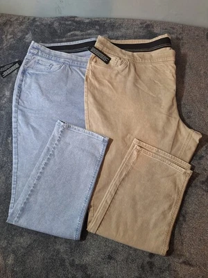 Denim & Co 2 Pc Lot Pull On Jeans  Womens 4X Blue Beige Stone Wash Comfort Waist - Image 1 of 4