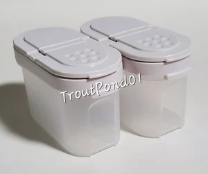 TUPPERWARE Modular Mates Spice Shakers 1/2c Set 2 Cotton White Salt and Pepper - Picture 1 of 7