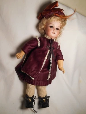 Antigua muñeca cabeza bisque vintage - Alemania/390 - 12,5" - ojos marrones/peluca rubia Foto 1 de 4