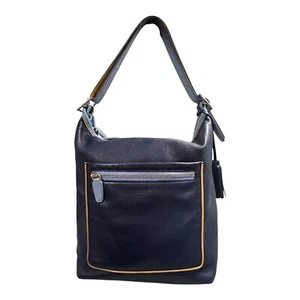 Coach Legacy Leather Light Blue Navy Duffle Shoulder Crossbody Purse Bag READ - Picture 1 of 15