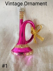 Rauch -1 adorno de árbol de cuerno de vidrio vintage rosa! - Imagen 1 de 4