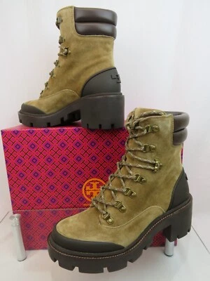 NUEVO EN CAJA BOTINES CON CORDONES TORY BURCH SUELA CON ASA EXCURSIONISTA ALCE CUERO GAMUZA COCO 10  Foto 1 de 4