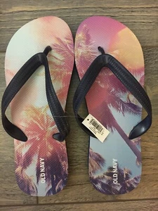 Chanclas Old Navy para niños mayores L (5/6) palmeras/correa azul marino e inferior nuevas con etiquetas - Imagen 1 de 1