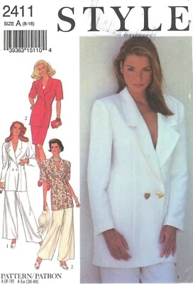 Style 2122 Paneled, Double-Breasted Jacket, High Waist Skirt & Trousers Sz 8-18 - Image 1 of 4