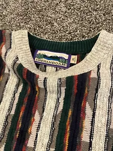 Vintage Shenandoah Cotton Cable Knit Sweater Napped  Cotton Mens XL Made In USA - Picture 1 of 13