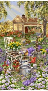 Spring Song Fabric Panel 24"X44" House Garden Cotton Timeless Treasures CD3197 - Picture 1 of 1