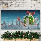 Weihnachts Flitter Haus Winter Baum Geschenk 120x60 Canvas Weihnachten Leinwand