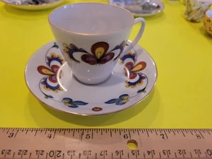  Porsgrund Farmers Rose Porzellan Teetasse & Untertasse Norwegen Vintage - Bild 1 von 3