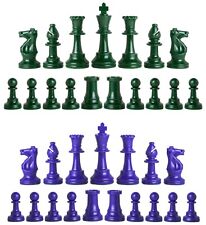 Staunton Triple Weighted Chess Pieces – Full Set Army Green and Royal Blue