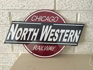 Chicago Northwestern Railway Logo schweres Stahlschild Größe 14" x 8,5" neu - Bild 1 von 2