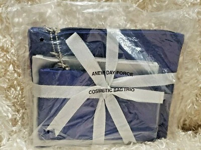 A NEW DAY FORCE 1998 Avon Cosmetic Bag Navy/Silver Trio #F12644-1 SEALED! - Image 1 of 4