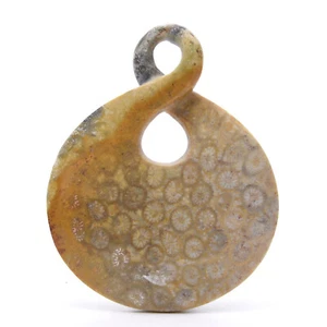 50mm Pendant Necklace Fossilised Coral Natural Handmade Healing Reiki - Picture 1 of 2