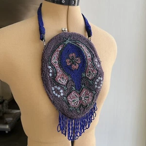 Vintage Antique Art Deco Fringe Purse Handbag Pocketbook Sling Bag Beaded 1920s - Imagen 1 de 9