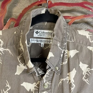 Vintage Columbia Sportswear Men's Clothes SZ Large Collared Button Up Shirt Deer - Picture 1 of 16