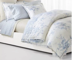 Ralph Lauren Eva Cream Full / Queen Comforter 3pc Set Cream /Blue New - Picture 1 of 8