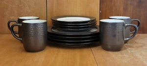 Threshold BARNET BRONZE 12 pc Dinnerware set, Stoneware, Embossed Dots Excellent - Picture 1 of 10