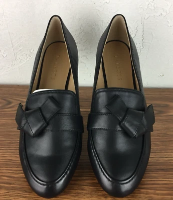 Zapatos Mocasines TALBOTS RYAN Nudo Cuero Negro Para Mujer Talla 9.5 M Preppy Puntera Redonda Foto 1 de 4