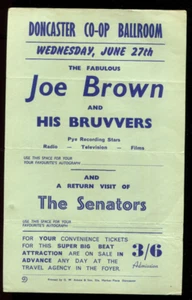 Volante de concierto original del Reino Unido años 60: Joe Brown & The Bruvvers / The Senators - Imagen 1 de 2
