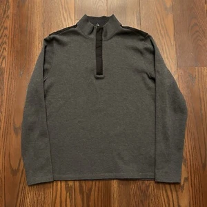 Hugo Boss Black Sweater Large Gray Mock Neck Quarter Zip Regular Fit Pullover - Picture 1 of 11