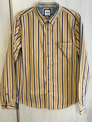 BASICS Men's SLIM FIT Button Down Shirt Size XL X-Large Striped Yellow Blue - Image 1 of 4