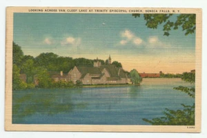 Trinity Episcopal Church Seneca Falls NY Van Cleef Lake Postkarte New York unbenutzt - Bild 1 von 2